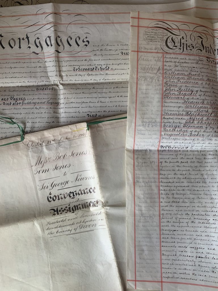 Indenture from 1890s showing George Newnes as original owner of Ingleside House, Lynton.